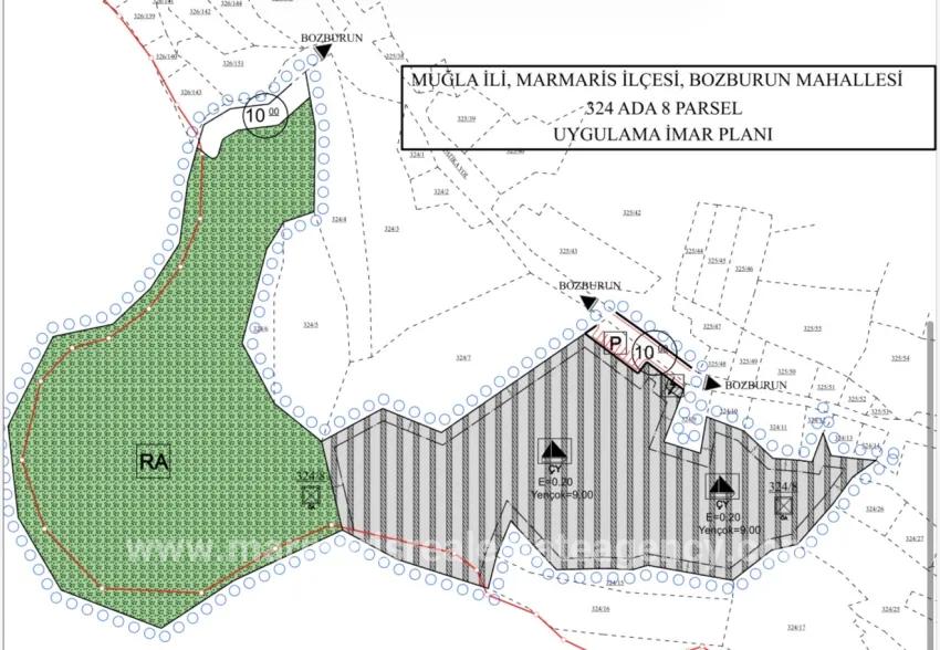 In the Marmaris Bozburun neighbourhood on a 32,000m2 plot of land Berthed yacht mooring place with names allocated