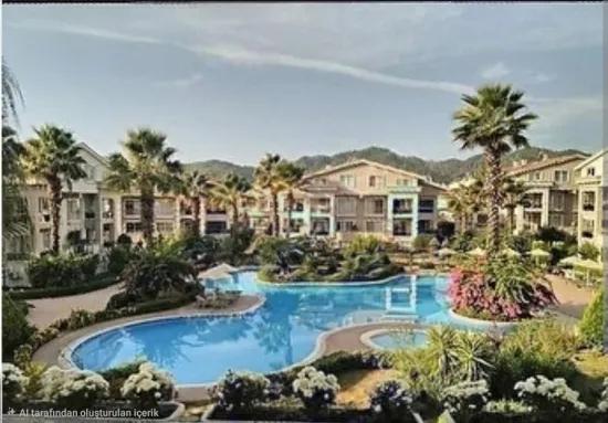 Marmaris Mosque Avlu Neighbourhood, In a site with a pool, Luxury 3+1 furnished roof duplex for rent