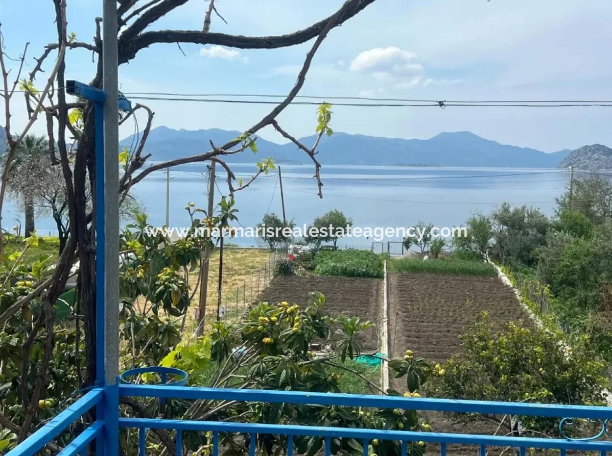 Detached House For Sale On 2000M2 Plot Of Land By The Sea In Marmaris Söğüt Neighborhood. Suitable For Tying A Boat In Front Of It.