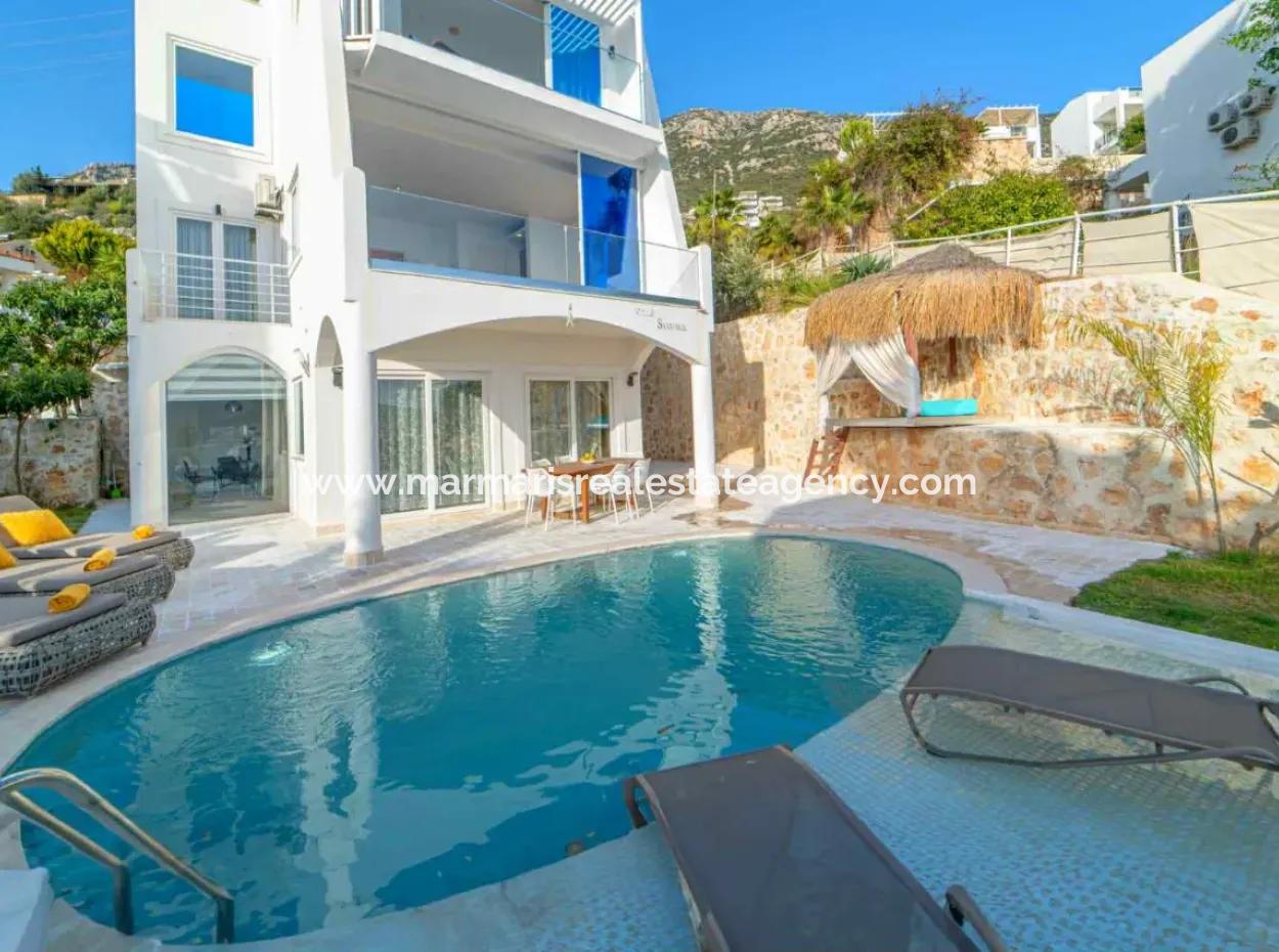 A Detached Villa For Sale With A Magnificent Sea View Swimming Pool In Kalkan Is A Custom-Made Villa