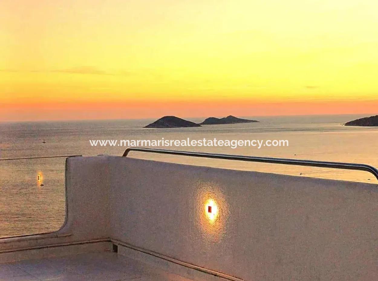 A Detached Villa For Sale With A Magnificent Sea View Swimming Pool In Kalkan Is A Custom-Made Villa